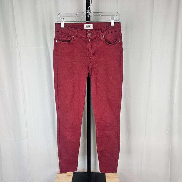 Paige Women's Skinny Pants Red Stretch Denim Size 28 Made in USA - Picture 1 of 4